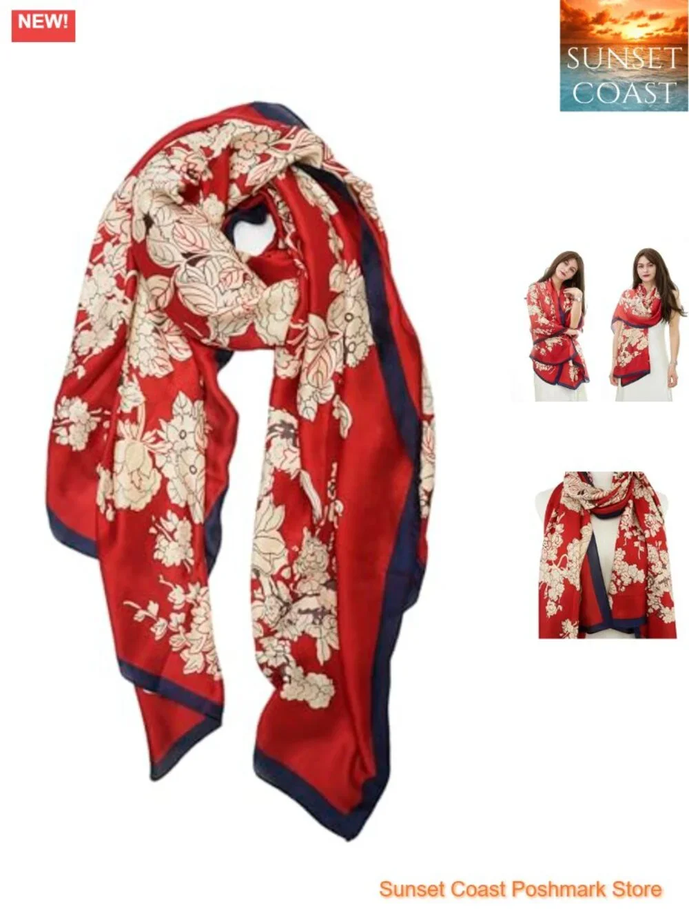 Large Silk Feel Satin Scarf Shawl Wrap for Women Lightweight Sun Protection